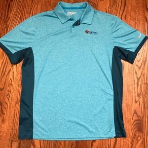 Nike Golf Tour Performance Mens L Polo Shirt Dri-Fit Color Block Blue Golf Club